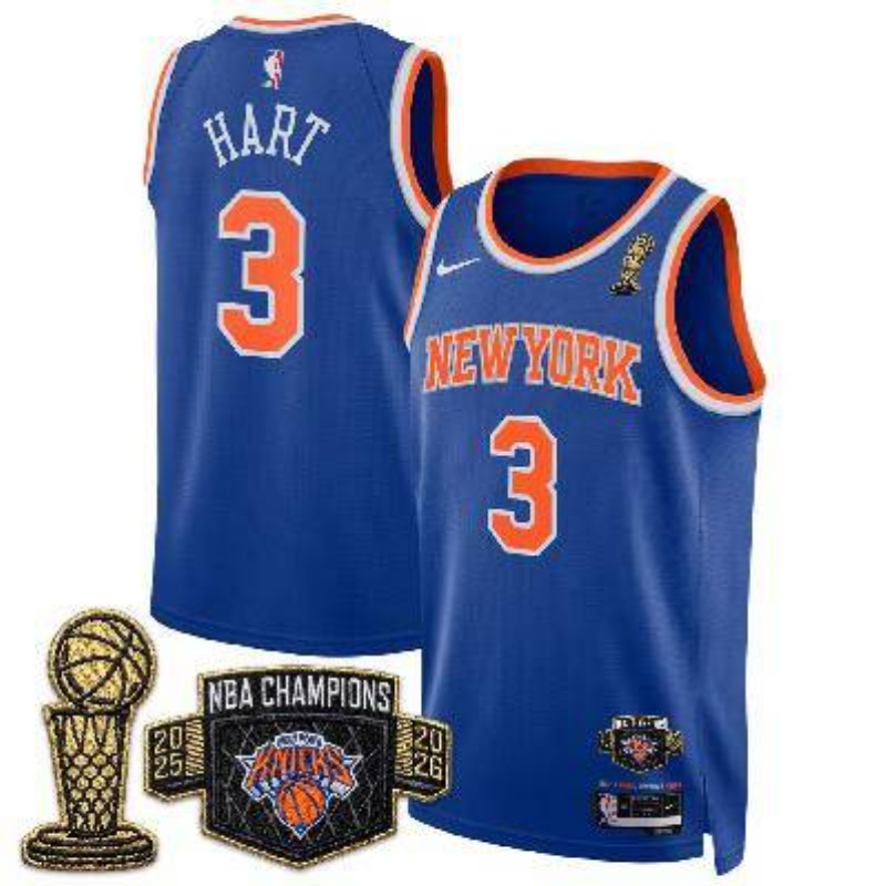 Men New York Knicks #3 Hart blue 2026 Nike NBA jersey 0627003